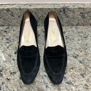 Chanel Black Suede loafer style 3” heel